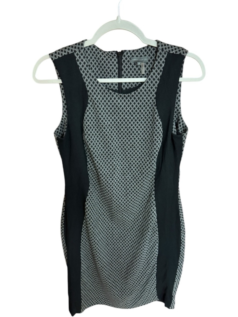 Vince Camuto Black & Gray Patterned Sheath Dress Size 10 - Business